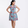 V-Neck Floral Linen mini Dress