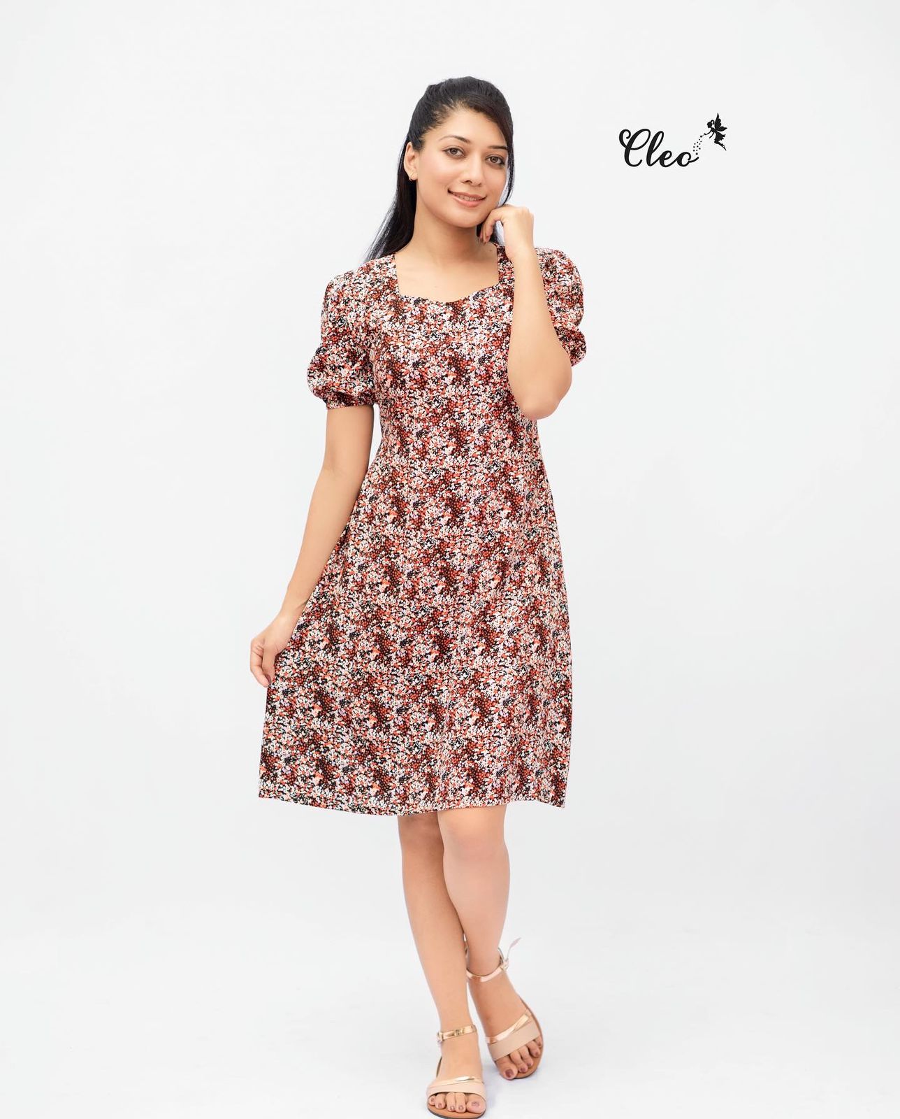 Cheesecloth Floral Front knot Mini - Cleo Clothing